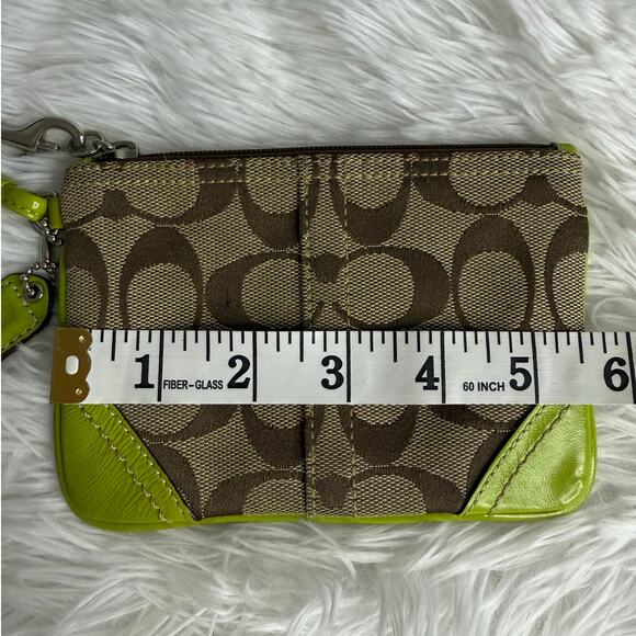 COACH y2k Soho Lime Brown Signature Canvas Wristlet - Picture 9 of 9